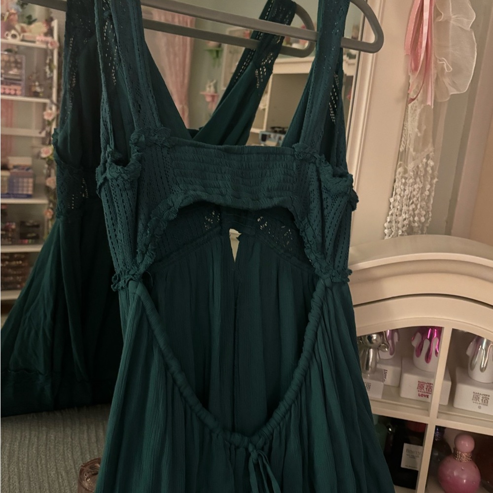 Free People Teal Maxi Dress with Tassel Accents - Picture 4 of 8
